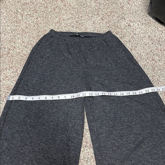 Zara Elegant Gray knit Women's Wide-Leg high waist Pants- new - Picture 10 of 12